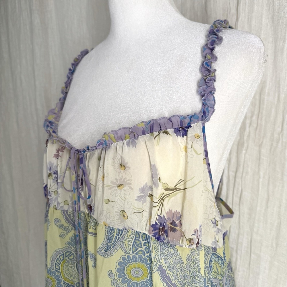Y2K Victorias Secret Patchwork Slip Dress L Sheer Fairy Coquette Paisley Vintage - Picture 2 of 9
